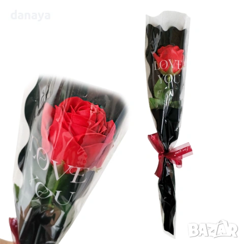6374 Ароматизирана червена роза в целофан