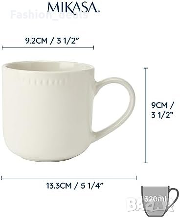 Нов комплект от 4 броя Керамични Чаши Mikasa Cranborne 320ml Подарък дом кухня, снимка 3 - Други стоки за дома - 42835790
