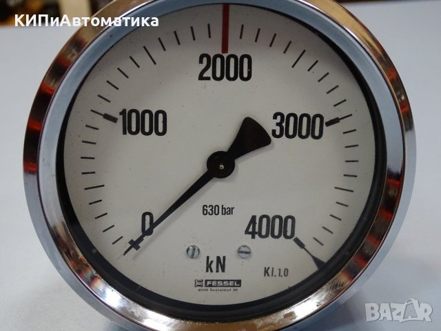 Манометър Fessel 630 bar 4000kN Ф 100 pressure gauge, снимка 2 - Резервни части за машини - 39001414