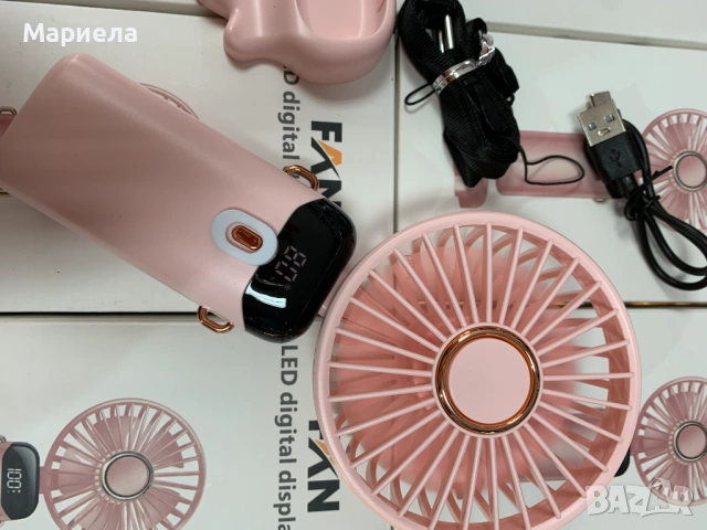 Вентилатор, 5 скорости, LED, Преносим, Type-C зареждане, с кабел за зареждане, снимка 7 - Други стоки за дома - 54076779