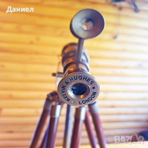 Далекоглед бронзов с античен дизайн и дървена тринога, снимка 5 - Други ценни предмети - 50923191