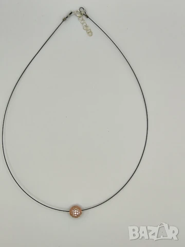 Дамско колие със 925 сребърно мънисто покритие от розово злато и циркони , снимка 2 - Колиета, медальони, синджири - 50645265