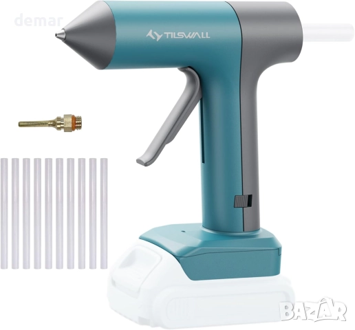 Пистолет за лепене Tilswall за батерия Dewalt 18V/20V, БЕЗ БАТЕРИЯ, 10 пръчици