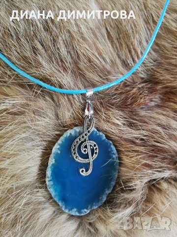 Ръчно декориран сет /комплект /гривна и колие със син ахат! Подарък за жена! , снимка 5 - Бижутерийни комплекти - 35107059