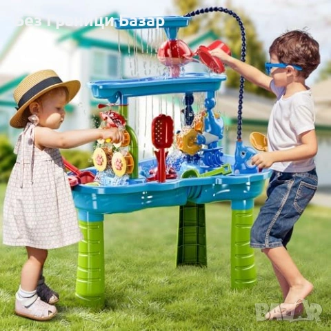 Нова Детска маса за пясък и вода 3 нива със слонче и 16 части аксесоари форми, снимка 3 - Образователни игри - 54059229
