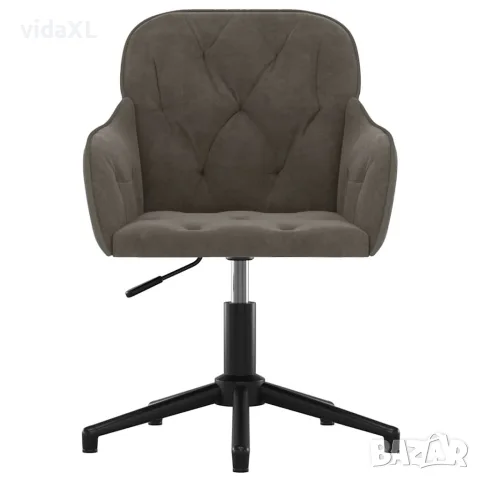 vidaXL Въртящ се офис стол, тъмносив, кадифе, снимка 3 - Столове за офис - 56147121