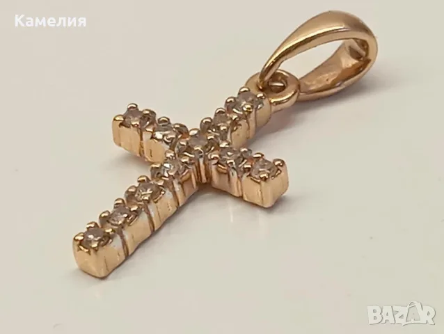 Руско злато. Кръст с брилианти , снимка 3 - Колиета, медальони, синджири - 56326800