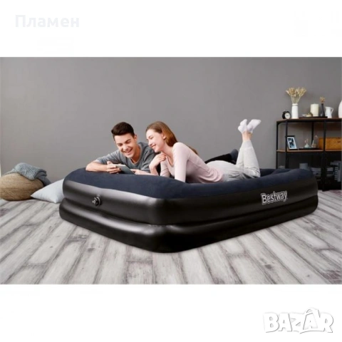 НАДУВАЕМ двоен ДЮШЕК легло, матрак спалня Bestway® Tritech  с ел.помпа 220 V 203 cm x 152 cm x 46 cm, снимка 2 - Спални и легла - 13694113