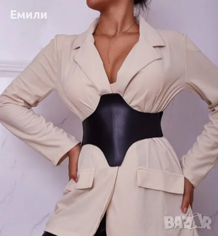 Дамски кожен корсет колан за талия р-р S-M, снимка 2 - Колани - 48002022