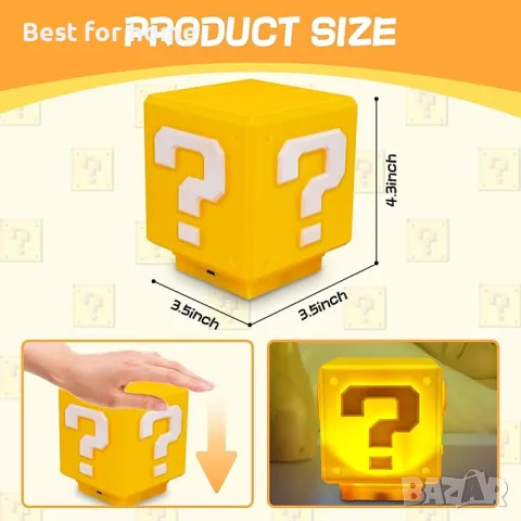 Cofeymera Super Bros-Mini Въпросителен блок- нощна лампа, снимка 3 - Други - 49400582