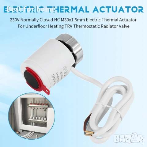 230V нормално затворен NC M30x1.5mm електрически термозадвижващ механизъм за подово отопление , снимка 6 - Друга електроника - 54189787
