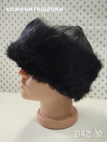 Дамска шапка естествена кожа ,черна -16