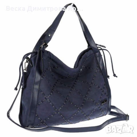 Велурена дамска чанта с декоративни ленти и метални капси – елегантен бохо дизайн, снимка 18 - Чанти - 52574232