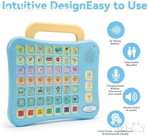 Ново AAC устройство за комуникация 7 цвята записващи бутони за аутизъм речева терапия, снимка 2 - Образователни игри - 54044490
