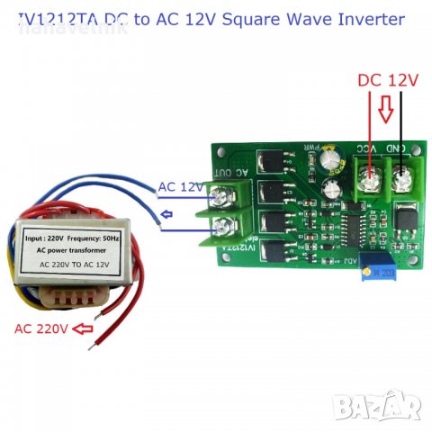 Инвертор, преобразувател от 12V прав ток на 12v променлив ток, снимка 5 - Друга електроника - 27536807