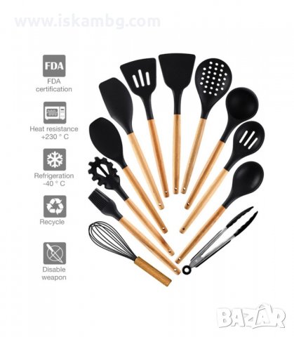 КОМПЛЕКТ ОТ 12БР СИЛИКОНОВИ КУХНЕНСКИ ПРИБОРИ С МЕТАЛНА ПОСТАВКА - КОД 2776, снимка 7 - Прибори за хранене, готвене и сервиране - 33918795