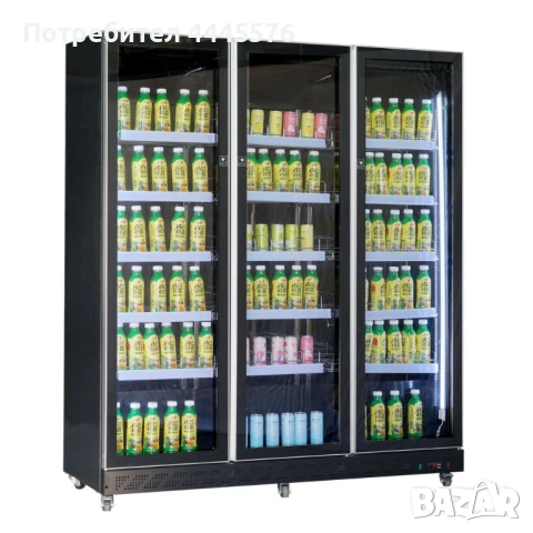 Професионална хладилна витрина за напитки COMBISTEEL – 3 врати, черна