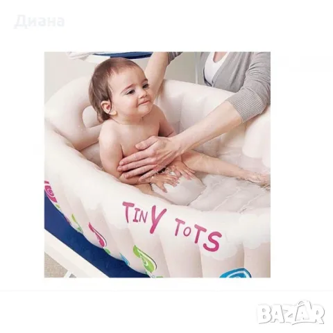 Надуваема бебешка ваничка басейн с облегалка за глава и температурен индикатор, снимка 1