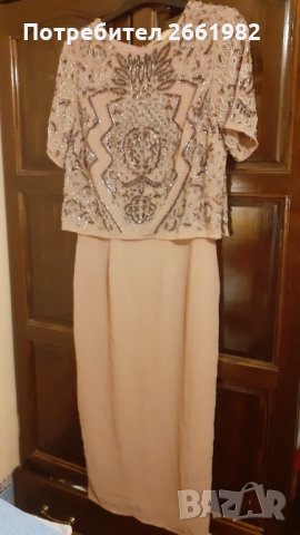 Маркова рокля с бродирани камъни в цвят пепел от роза