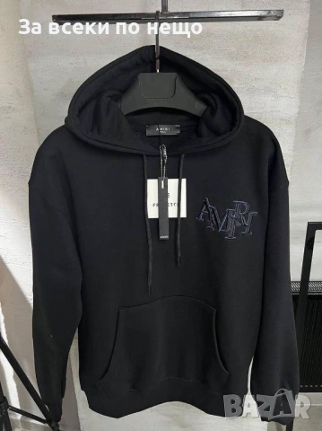 Amiri Черно Мъжко Худи🔝Мъжки Черен Суитшърт С Качулка Код Mens P.210, снимка 2 - Суичъри - 53921837