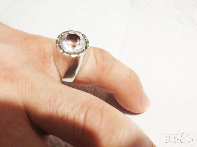 мъжки сребърен пръстен, солиден мъжки пръстен с голям камък - цирконий - стар внос от Щатите ., снимка 6 - Пръстени - 31568998