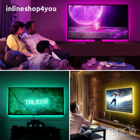 LED RGB лента за фоново осветление декор телевизор монитор с USB – 2M 14.99 лв, снимка 3 - Лед осветление - 38680308
