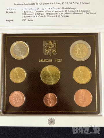 Ватикана 2023 г. - комплектен сет от 1 цент до 2 евро BU, снимка 2 - Нумизматика и бонистика - 50729787