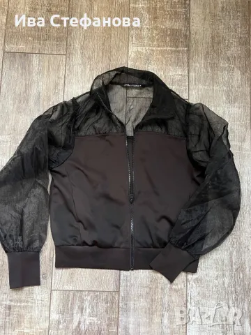 Ново черно луксозно спортно елегантно яке zara Zara Зара прозрачни ръкави, снимка 2 - Якета - 47538648