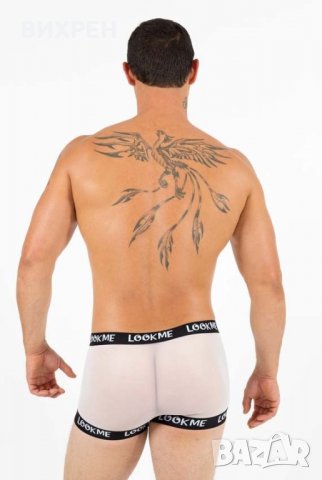 мъжки прашки, еротични боксерки марка Lookme, бели, с фирмено лого на ластиците, снимка 2 - Бельо - 26580341