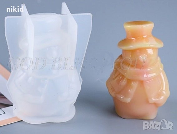 3d снежен човек силиконов молд декорация украса фондан торта шоколад гипс смола  свещ