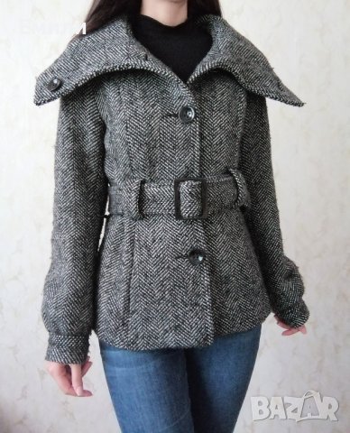 H&M дамско вълнено палто-яке с колан на талията р-р S (EU 36) 