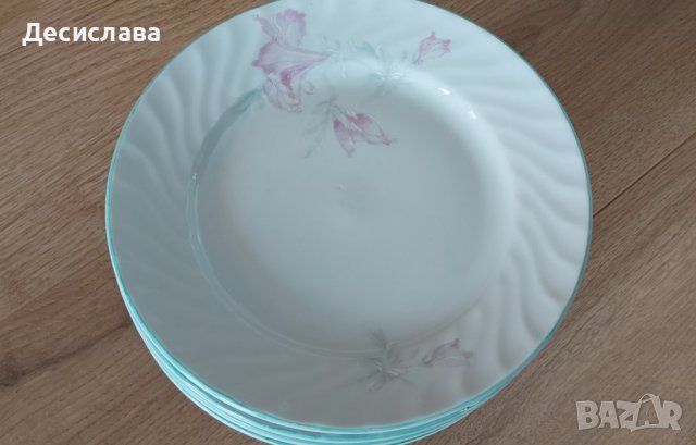 Порцеланов комплект от десертно плато и 6 десертни чинии на Китка, снимка 6 - Сервизи - 37948830