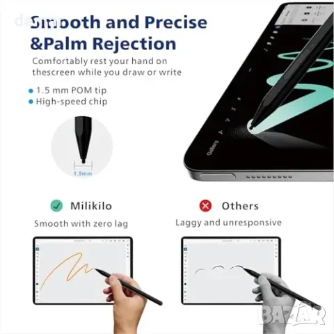 Активен стилус за Microsoft Surface и iPad 2018–2025 с наклон и palm rejection, снимка 7 - Друга електроника - 55829673