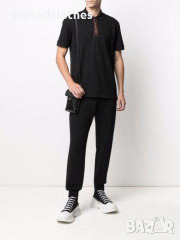 ALEXANDER McQUEEN Black Tape Logo Polo Мъжка Тениска с Яка size S и XXL, снимка 5 - Тениски - 40647778