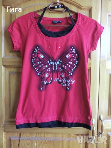 Червена тениска пеперуда, снимка 2 - Детски тениски и потници - 36871265