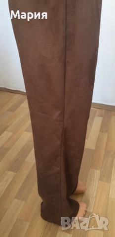 С / М Нов Дамски Панталон Yansi Fugel Имитира Велур Кафяв Есенен Зимен, снимка 14 - Панталони - 51825842