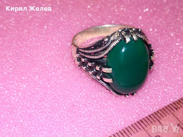 КРАСИВ СКЪПОЦЕНЕН АВТОРСКИ СРЕБЪРЕН ПРЪСТЕН СРЕБРО 925 с ШЛИФОВАН ХРИЗОПРАЗ и ПЕЧАТ на ЮВЕЛИРА 43354, снимка 13 - Пръстени - 44393980