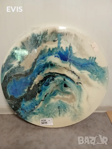 Абстрактна картина диаметър 60 см върху дървена рамка