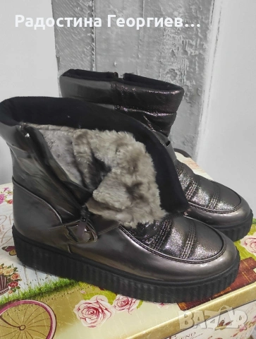 Топли зимни боти, тип апрески , снимка 2 - Дамски апрески - 53064799