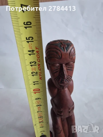 Маорска дървена статуетка, снимка 6 - Статуетки - 51325313