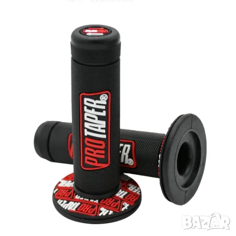 Червени мото дръжки от 100% гума за 22 и 24 mm