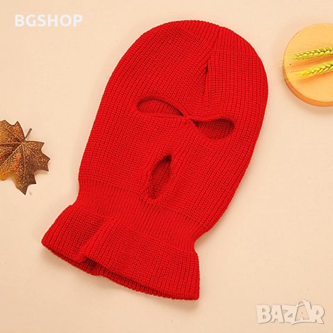 Зимна шапка маска - Red Balaclava, снимка 4 - Шапки - 30397933