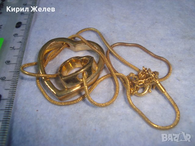 ДВЕ СЪРЦА в ЕДНО ПОЗЛАТЕН НЕЖЕН АРТ МЕДАЛЬОН КОЛИЕ с ФИНА ВЕРИЖКА 29047, снимка 5 - Колиета, медальони, синджири - 37660991