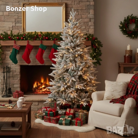 Коледна елха с вградени лампички по връхчетата