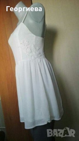Кокетна бяла рокля с бродерия🍀👗S,M🍀👗арт.402, снимка 2 - Рокли - 29720943