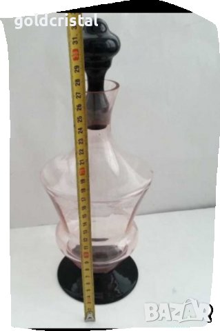 Ретро стъклени чаши с гарафа  цветно стъкло , снимка 2 - Антикварни и старинни предмети - 37552182