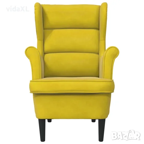 vidaXL Фотьойл, горчица, кадифе, снимка 4 - Дивани и мека мебел - 56146805