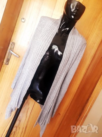 Светло Сива тънка рипсена жилетка С/М, снимка 1