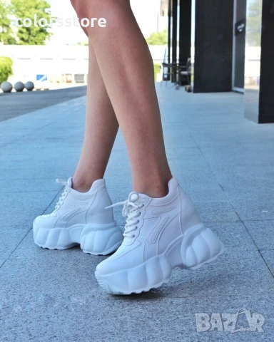 Кецове на платформа - бяла кожа - PA90

, снимка 2 - Кецове - 50680466