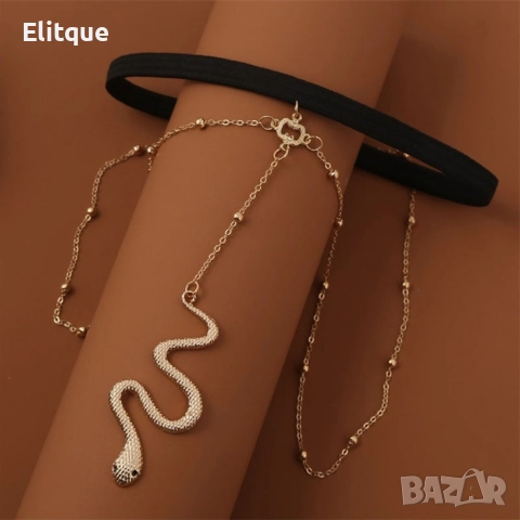 Елегантно дамско бижу за тяло - змия - цвят: Сребърен или Златен!, снимка 3 - Други - 52787765